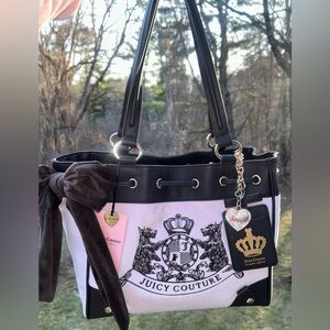 NEW! NWT JUICY COUTURE Daydreamer Classic Scottie Dogs Velour Tote Chiffon Pink